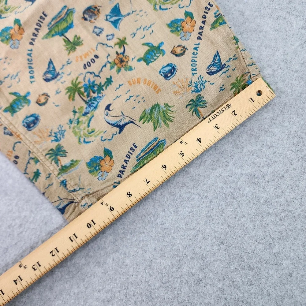 Tailor Vintage Shorts Mens 38x9 Tan Paradise Time Linen Blend Greenwich Slim Fit